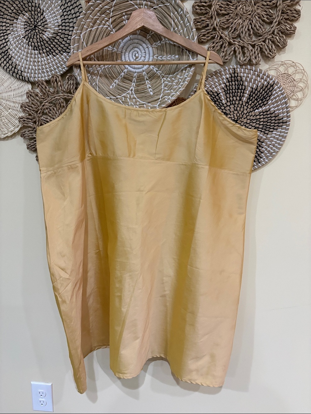 Frances Valentine gold slip dress 3X. Minimalist style. Classic